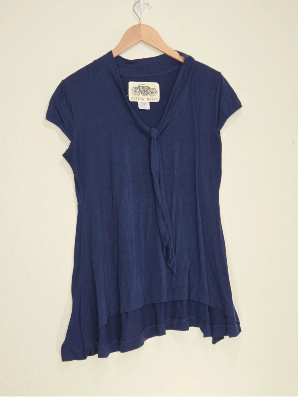 Effie's Heart Hi Lo Tunic Shirt Blue Size XL Art To Wear Boho Lagenlook Womens